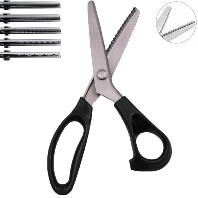 

Stainless Steel Serrated Scissors Textile Fabric Sewing Scissors Triangular/circular Toothed Sewing Scissors for Leather Cutting