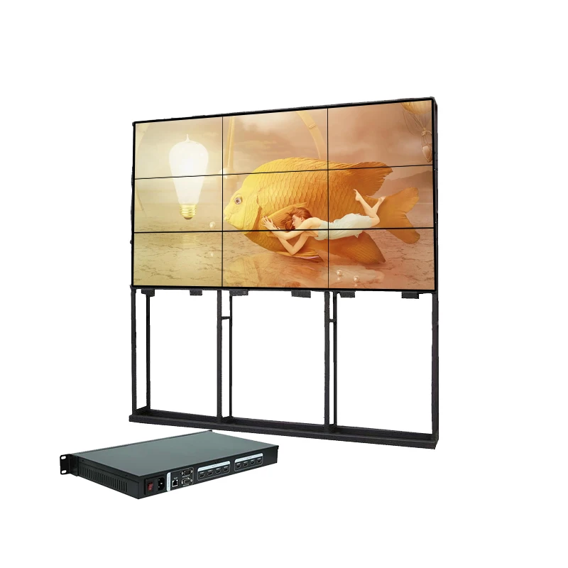 จอวิดีโอวอลล์แบบต่อประกบขนาด 3.5 มม. สำหรับโฆษณาบนผนัง ต่อประกบกันเป็นจอบางเฉียบสำหรับเมนูร้านค้า