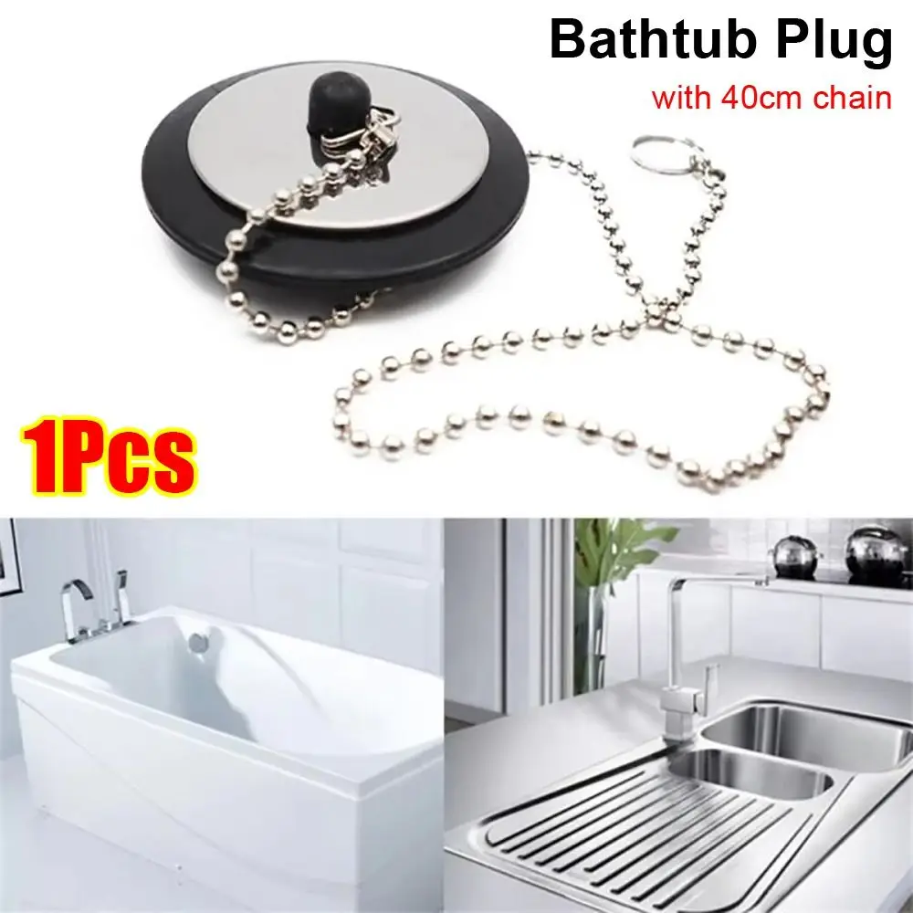 1Pcs Durable Rubber Tub Stopper Universal Silicone Bath Tub Drain With Hanging Ring With Chain Bathtub Plug Bathtub Accessories