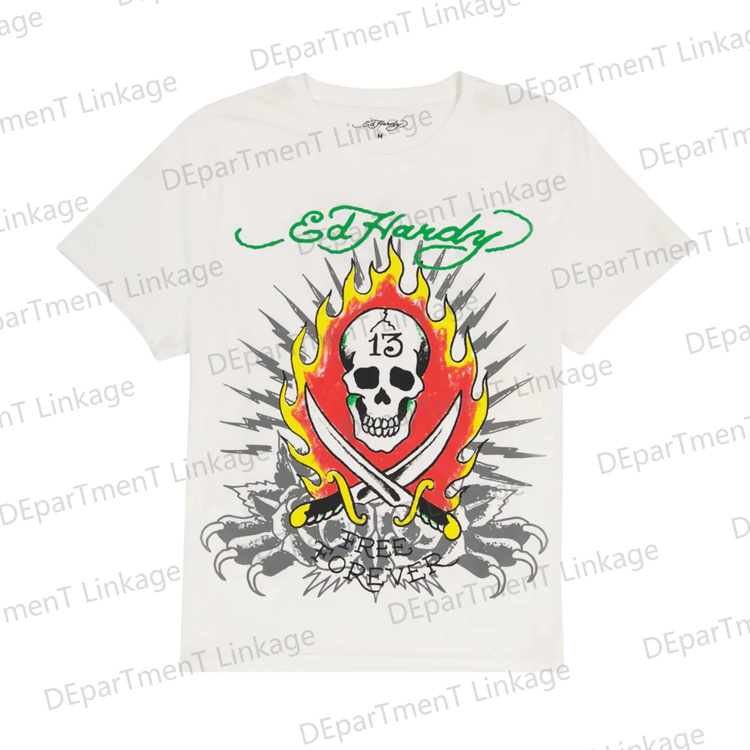 New Arriavl Flame Skull Tattoo T-shirt High Quality Cotton Streetwear Harajuku Cotton Casual Punk Short Sleeve Tshirt Tops