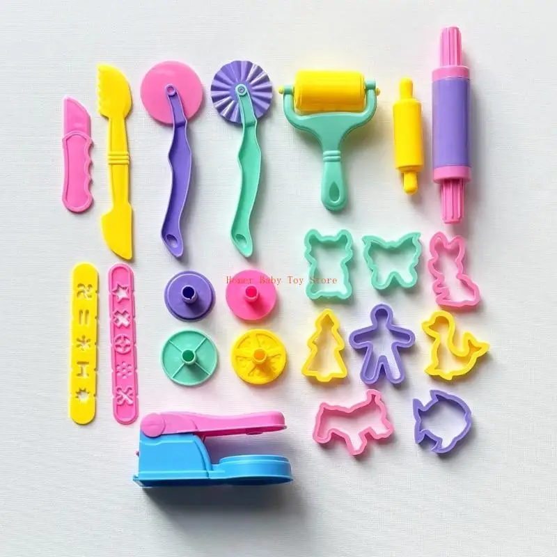 J0PF Trẻ khám phá Bộ bột nặn với các khuôn hình động vật khác nhau Trải nghiệm học tập thú vị cho trẻ Giả vờ chơi Đồ chơi nhà