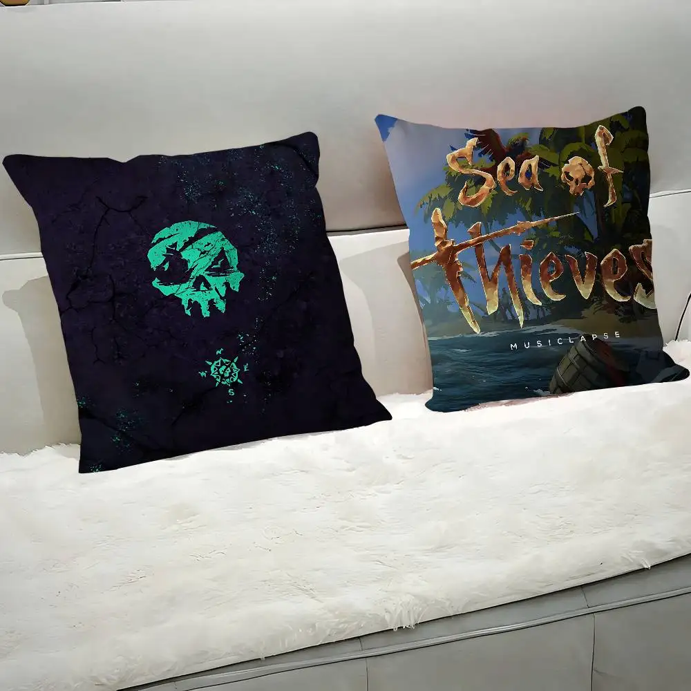 غطاء وسادة بشعار S-Sea Of T-Thieves لغرفة النوم وغرفة المعيشة وغطاء وسادة مزخرف للأريكة