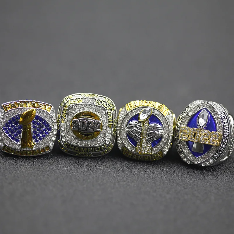 4PCS 2021 2022 Fantasy Football Championship Ring FFL WINIER Trophy Prize for Fans Men's Commemorative Gifts