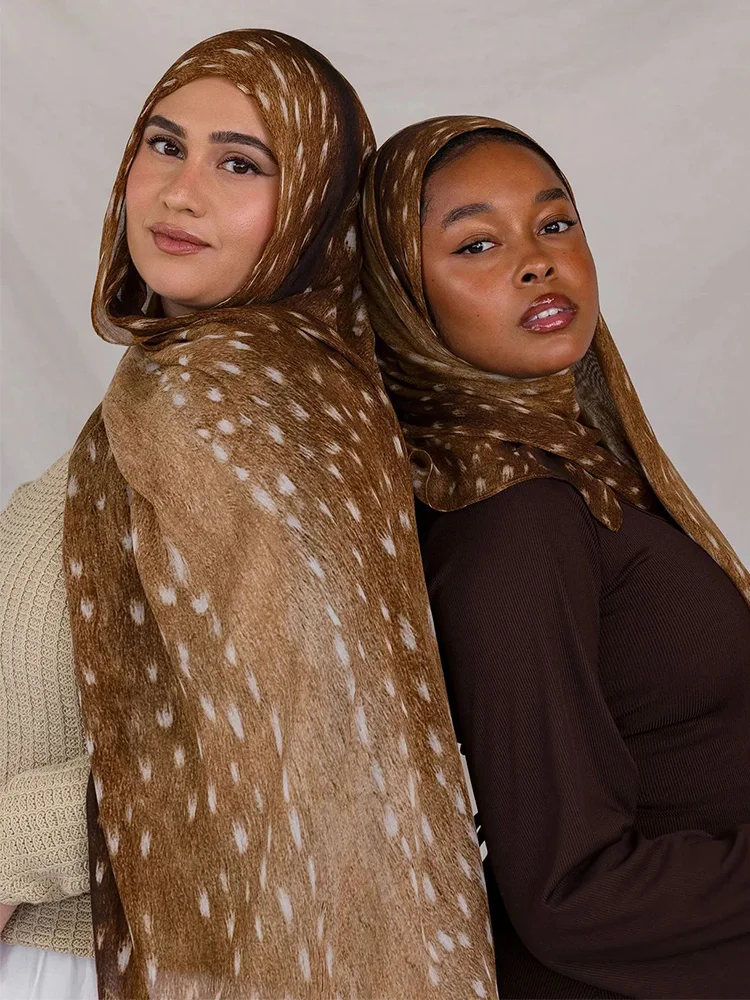 

1Pcs Ramadan Hijab for Women Leopard Print Bohemian Watercolor Soft Muslim Hijabs Floral Breathable Shawl Wrap Scarf Headscarf