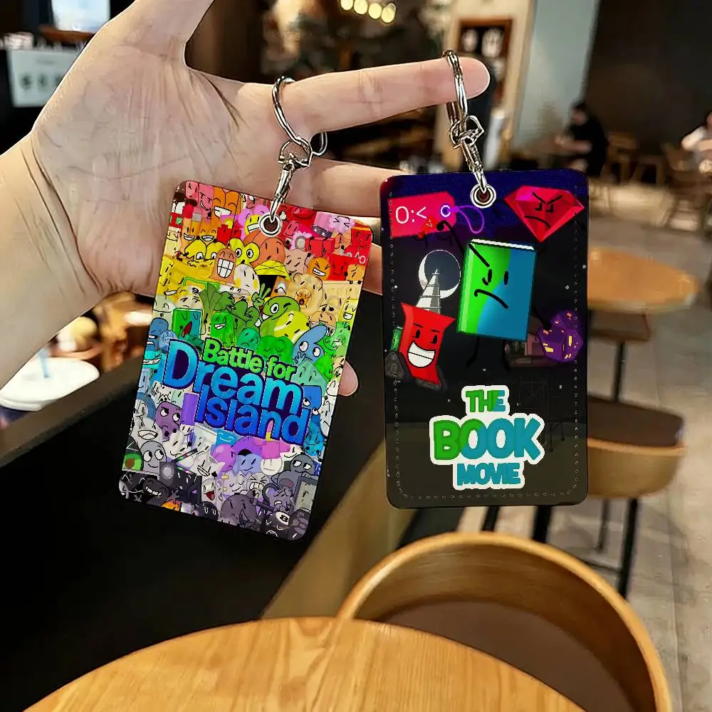 Cartoon B-Battle For D-Dream Island Card Holder for Home Use Bank Credit Card Protective Sleeve Student ID Key Chain Cover