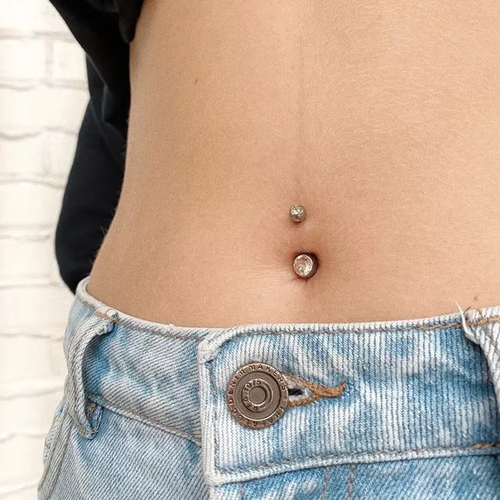 ASTM F136 Titanlegierung Implantatqualität Zirkonia Kugel Bauchnabel Ohrstecker Modischer und sexy 14G Bauchpiercing Körperschmuck – Detail 7