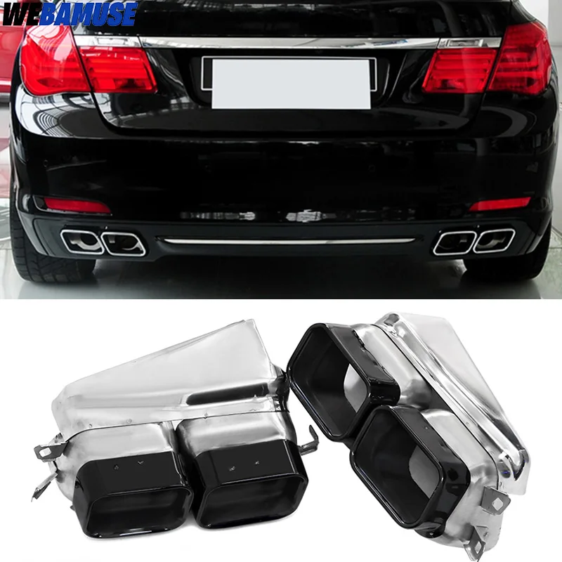 

Черный глушитель для BMW серии 7 F01 F02 730i 740i 750i, обновленный 760, четырехквадратный глушитель, глушитель, выхлопная система