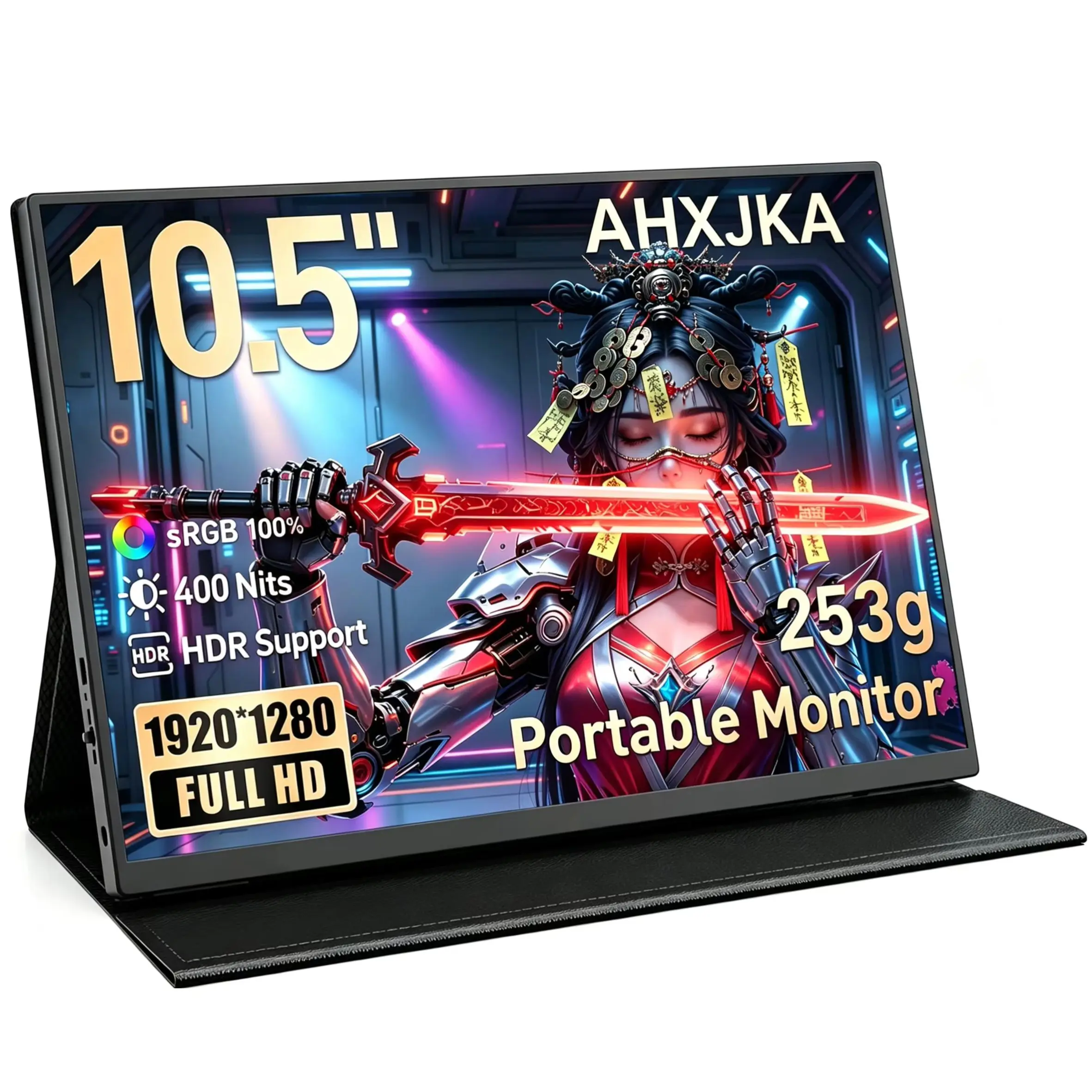 10.5 Inch FHD 1920*1280 Portable Monitor IPS 100%sRGB 3:2 Type-C & Mini HDMI Display with Protective Cover for Laptop Phone PC