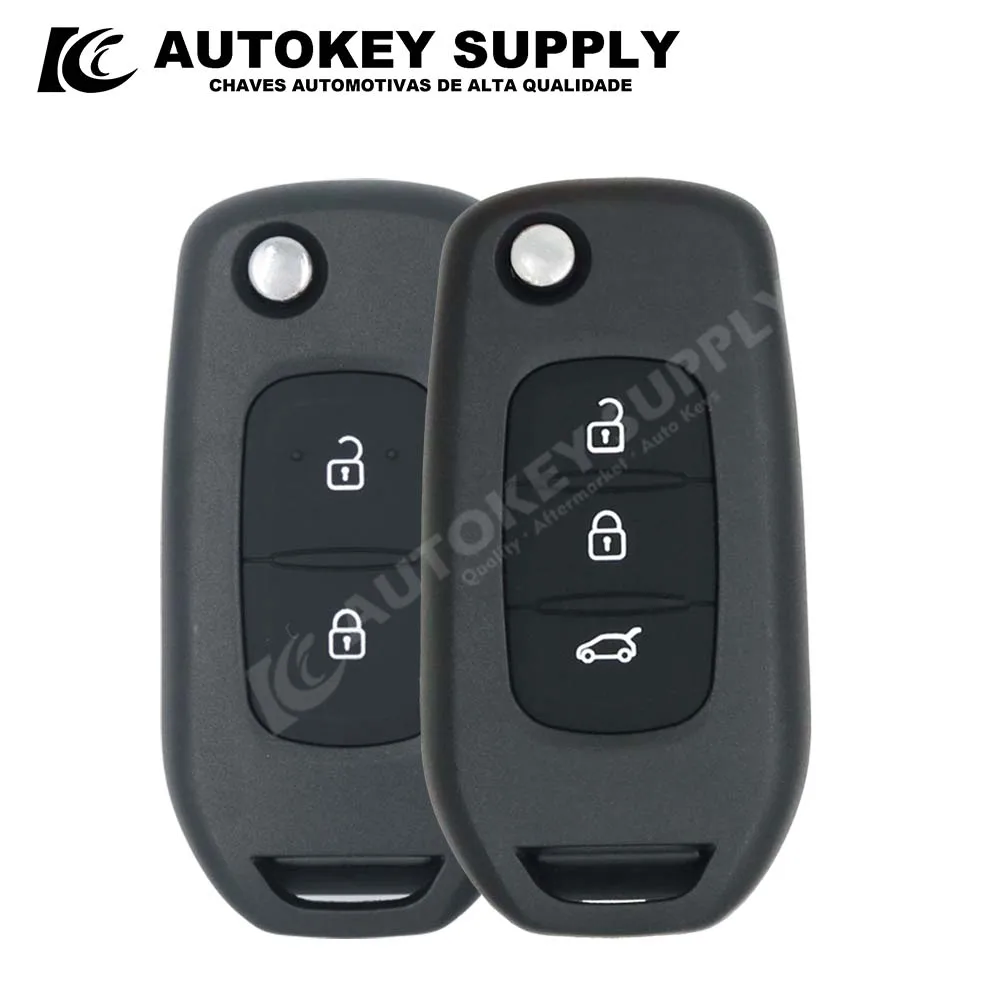Autokeysupply AKRNF282 AKRNF283 2/3 Buttons flip Remote key shell with logo （VAC102）For Renault