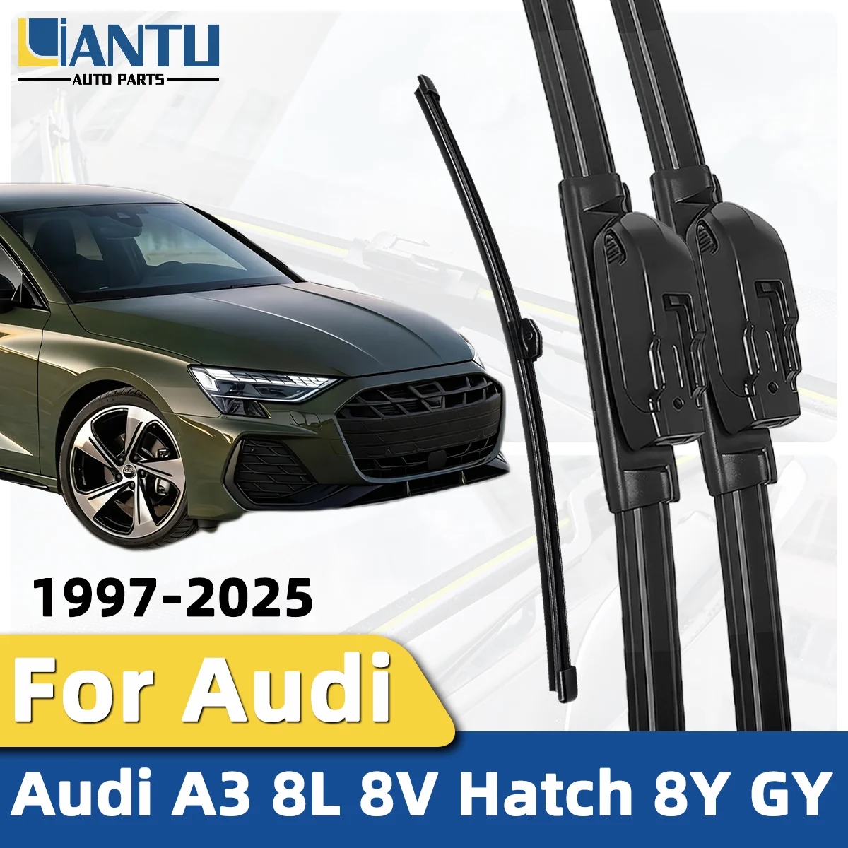 

Комплект из 1/3 шт. передних и задних дворников для Audi A3 8L 8V Hatch 8Y GY 1997-2025: бесшумные дворники для лобового стекла, автомобильные аксессуары
