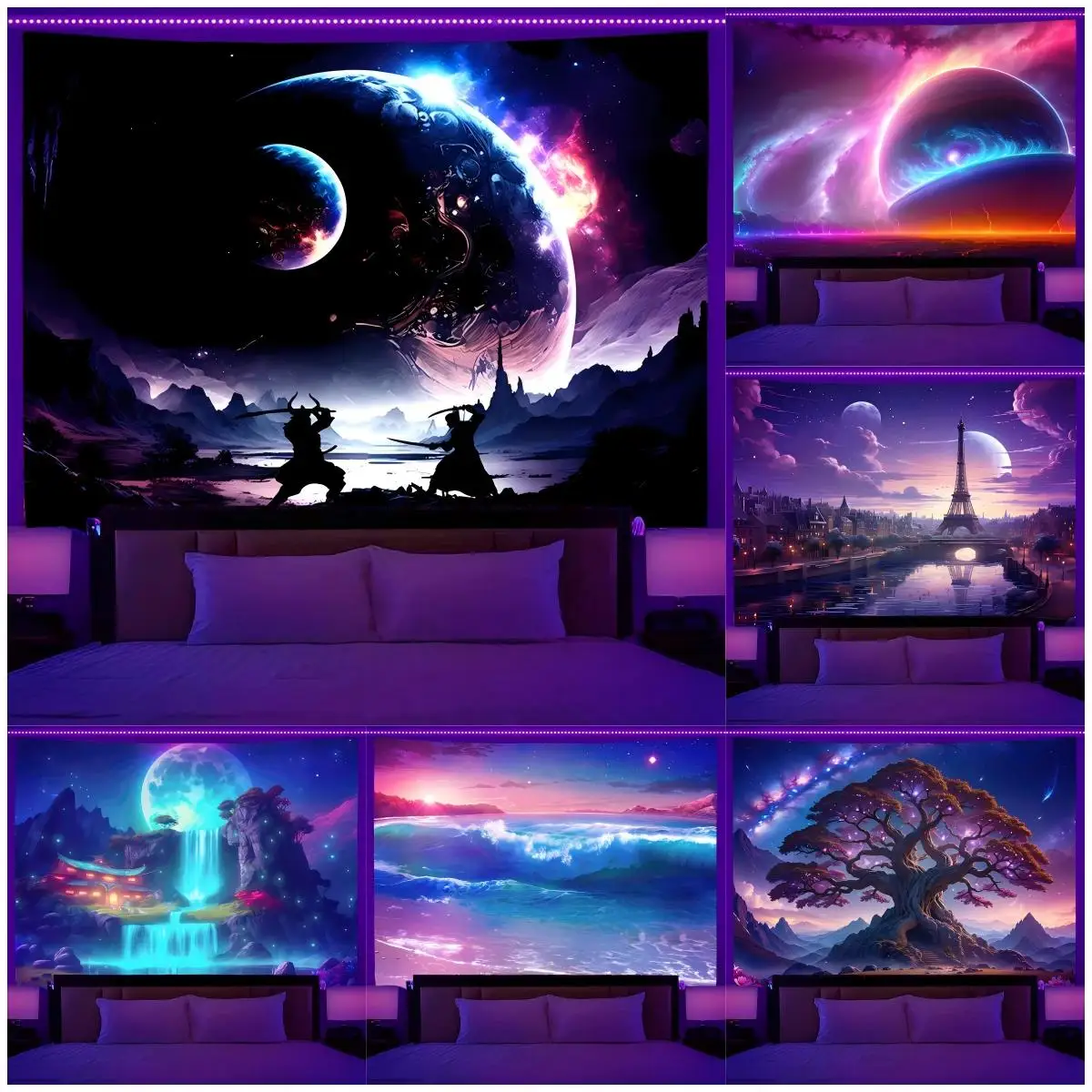 VIKAMA Illusion Universe Starry Sky Tapestry Bedroom Gaming Gaming Room Immersive Art Atmosphere Sense Of Decoration