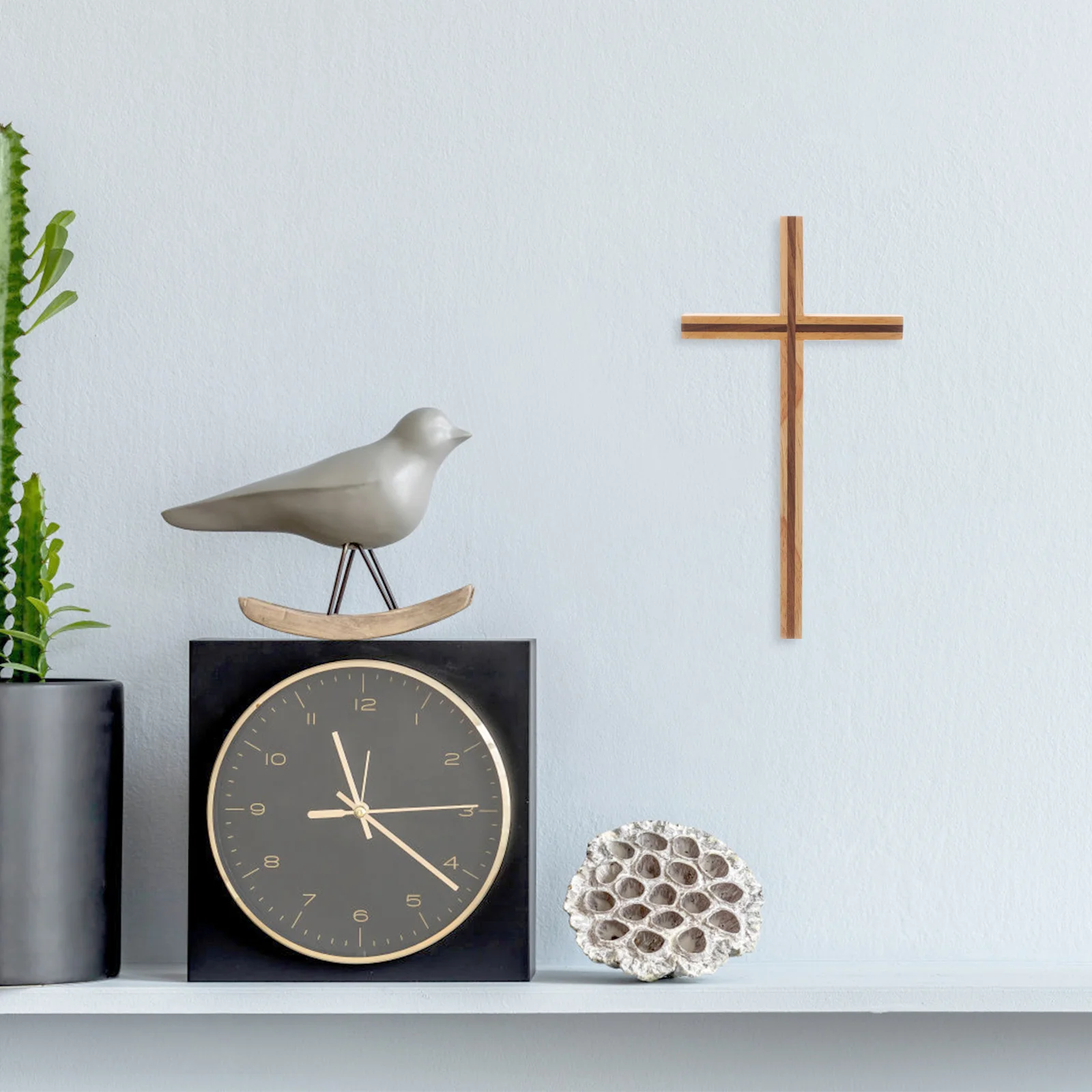 

Wood Wall Cross Hanging Retro Pendant Small Vintage Cross Craft Decoration for Home Office Bedroom Religious Rustic Charm