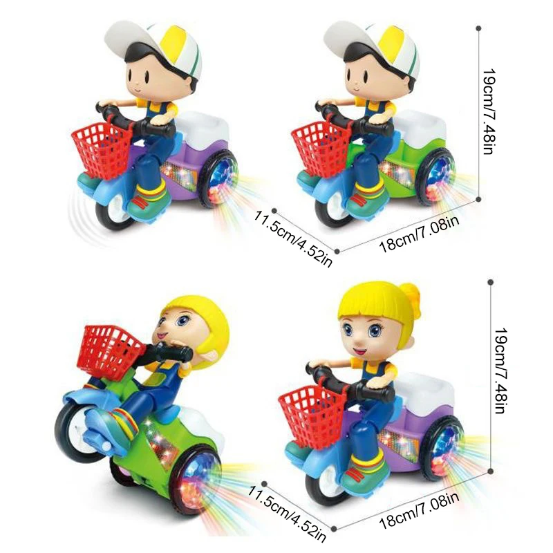 Triciclo elettrico per bambini, giocattolo, cartone animato, moto, veicolo, acrobatico, prestazioni, musica, luci luminose, regali di compleanno per bambini