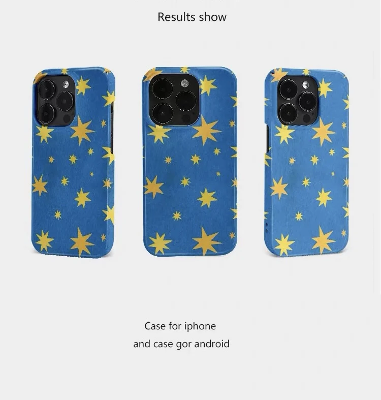 IPHONE 17 16ProMax 15 14 13 12 11 PRO용 노란색 별과 파란색 배경 아크릴 TPU 투인원 마그네틱 폰 케이스