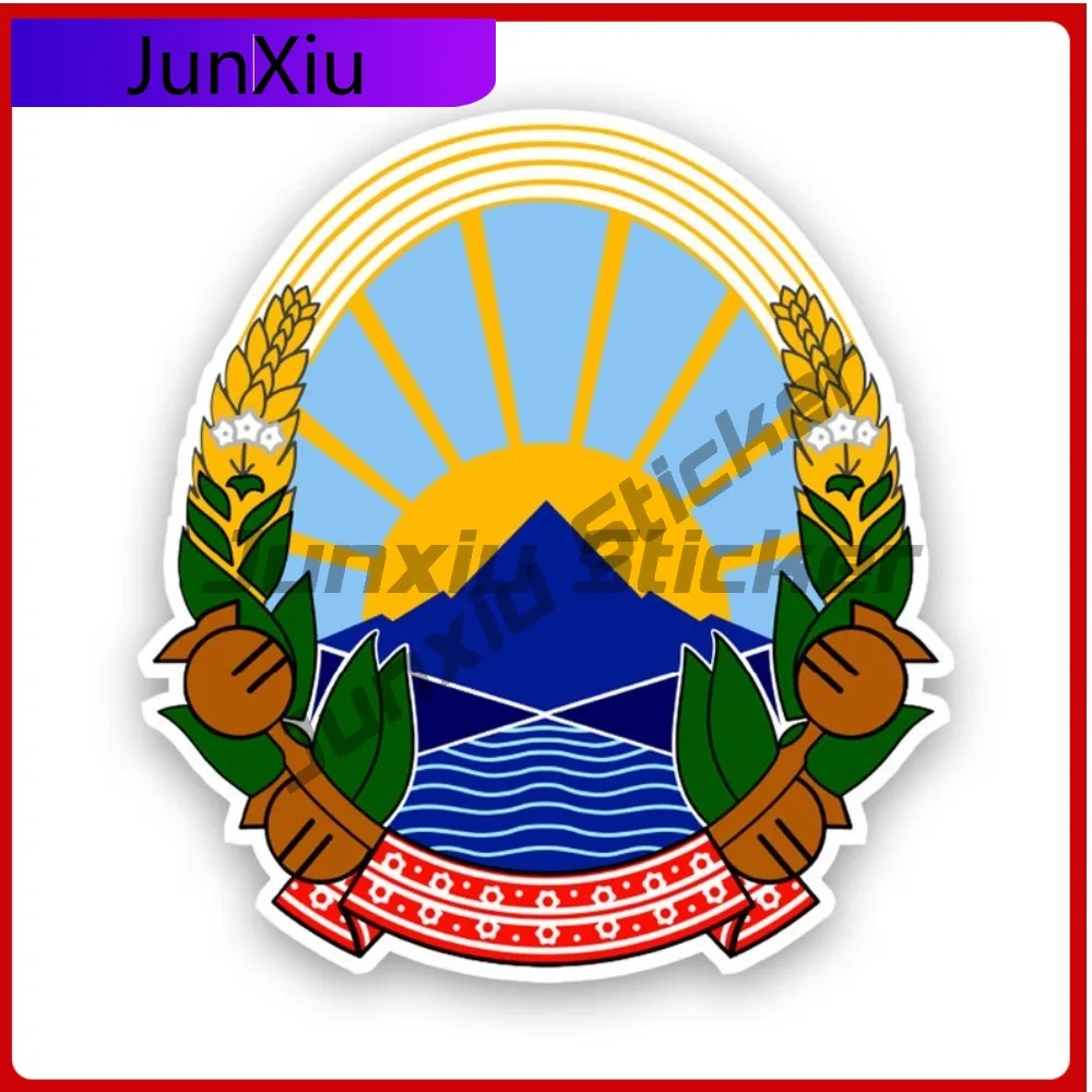 

Cute 3d Macedonian Coat Of Arms Sticker Decal American Made Uv Protected Macedonia Flag Mkd Mk Coa Car Decal Waterproof