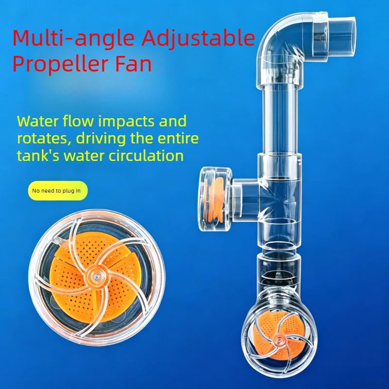 Kit de Ventilador Rotativo Automático de 3 Lâminas para Aquário, Acessórios para Tubo de Saída de Água, Acessórios para Filtro de Aquário