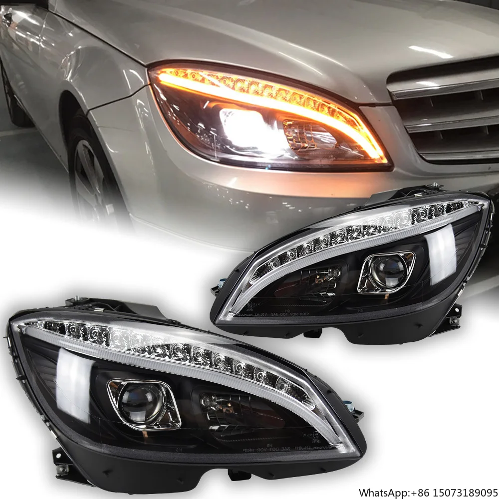

Car Lights for Mercedes- C-Class W204 LED Headlights 2007-2010 C300 DRL Dynamic Signal Projector Lens Front Auto Accessories