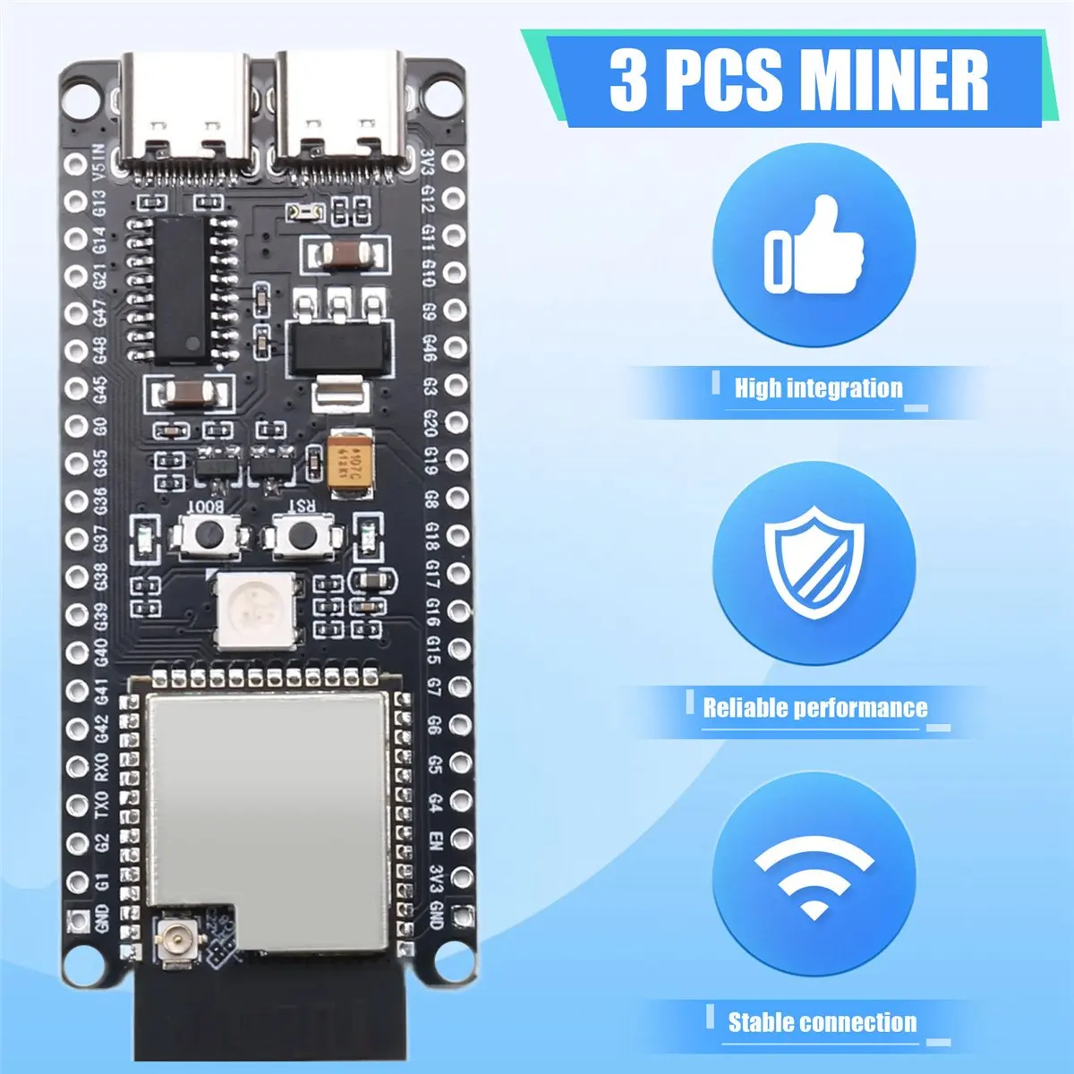 AC1250★♠◐3PCS BTC Miner Solo Lottery Miner 70-80KH/S+USB Adapter Bitcoin BTC Miner Asic Mining WiFi Low Power Miner for Home