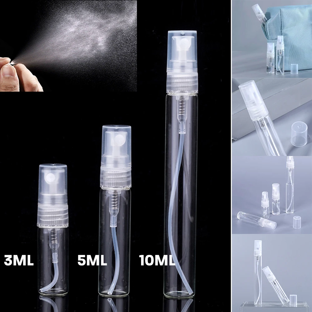 3/10ml Perfume Atomizer Empty Flat Glass Spray Bottle Refillable Container