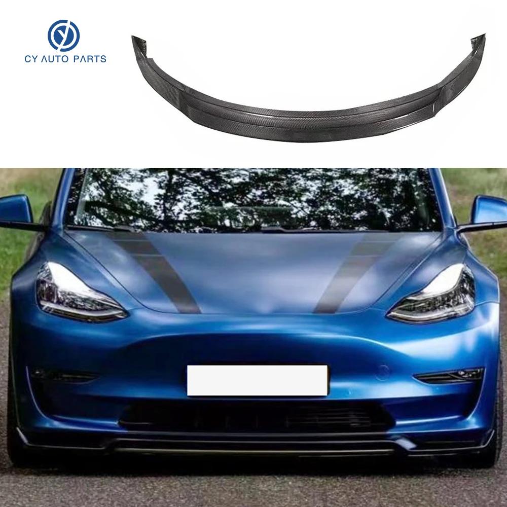 ART Style Carbon Fiber Front Bumper Lip Diffuser For Tesla Model 3 Front Bumper Guard Deflector Lips