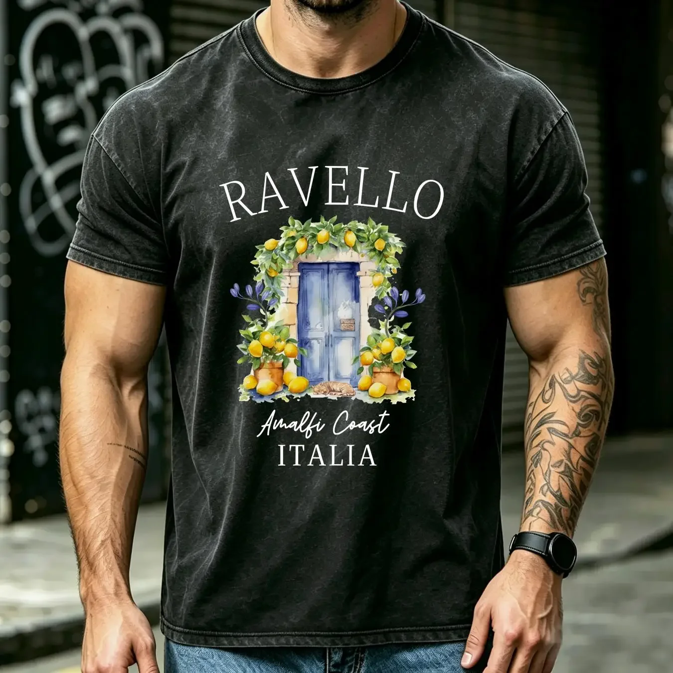 washed T Shirt Ravello Italy Lemons Cute Amalfi Clothes Outfit Travel South Italia long or short sleeves vintage Washed Casual