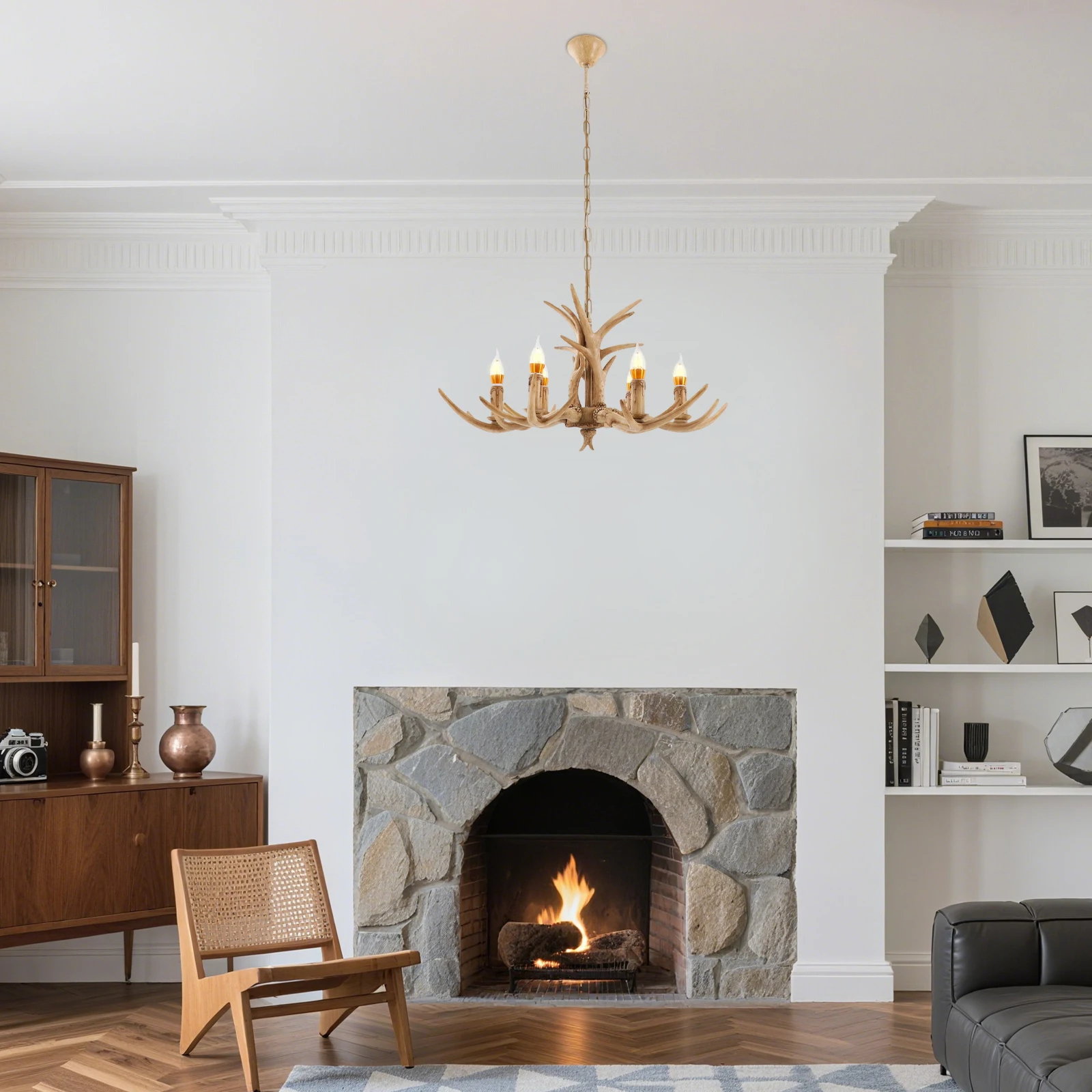 Retro Geweih Kronleuchter Licht Hirschhorn Restaurant Esszimmer Pendelleuchte