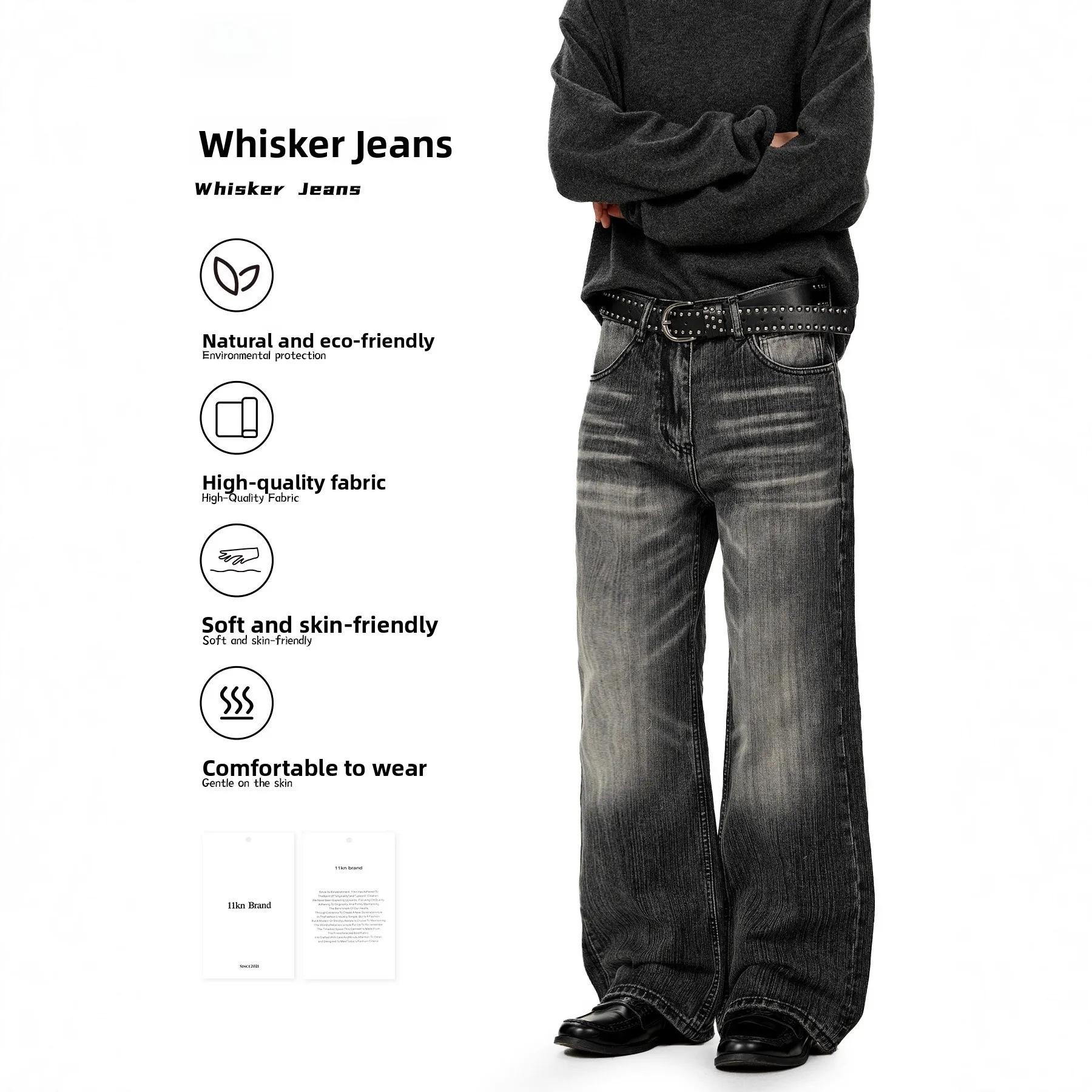 

Retro Bla Waed American Jeans Men Women Loose Straight Leg Casual Long Trousers Vintage Sle Straight Tube Jeans