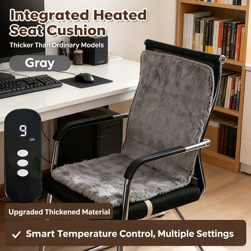Electric Heating Cushion With Backrest 9 Gears Adjustable Temperature Seat Heating Pad Office Chair Integrated Thermostatic Mat
