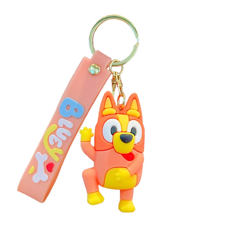 Bluey أنيمي نموذج لجسم الدمى المفاتيح الإبداعية لطيف البنغو حقيبة الملحقات على ظهره تزيين مُثبت الهاتف الشنق اللعب هدية