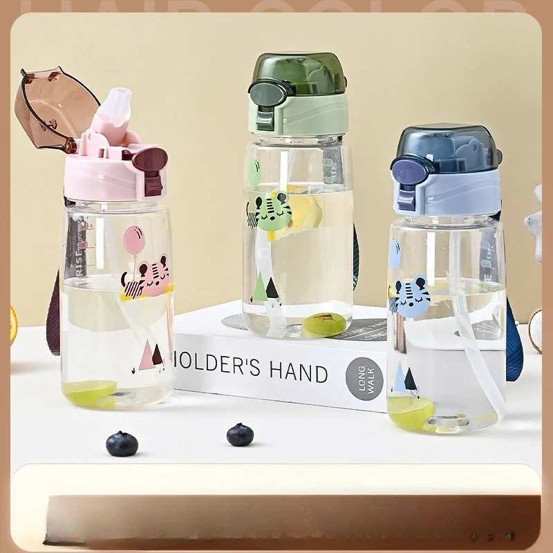 

Children's Straw Water Cup High Temperature Resistant Cartoon Cute Plastic Casual Cup Direct Drinking Large Capacity Kettle