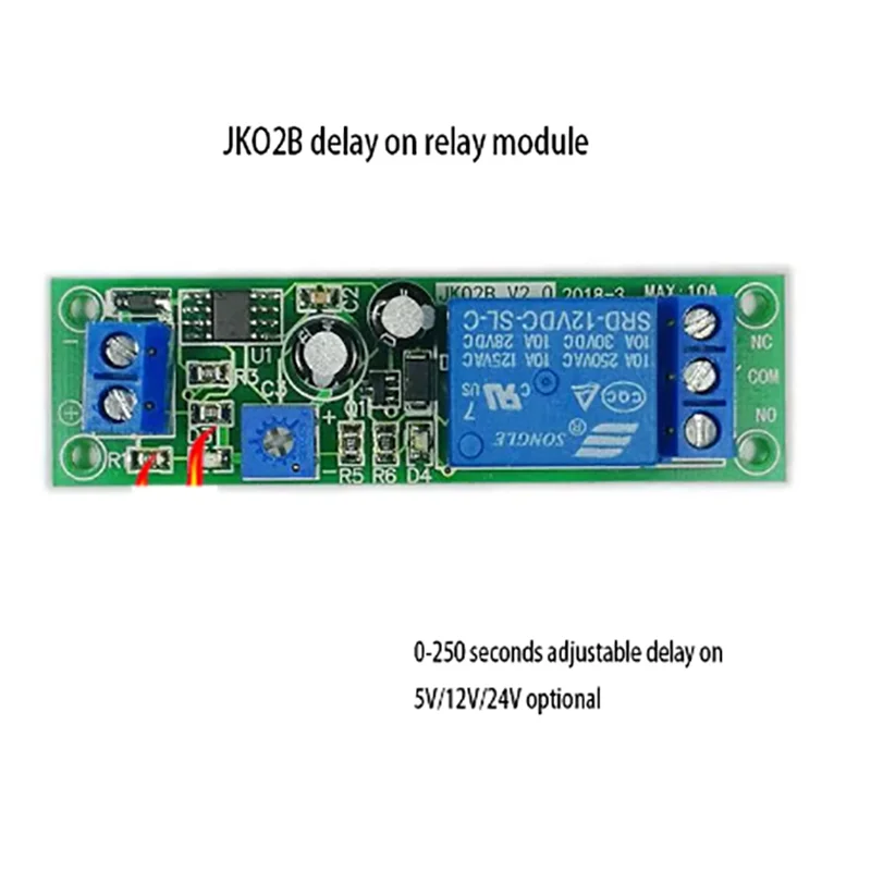 DC 조절식 지연 타이머 스위치, JK02B 0-60 초, 12V 입력 릴레이 모듈, 드롭쉽