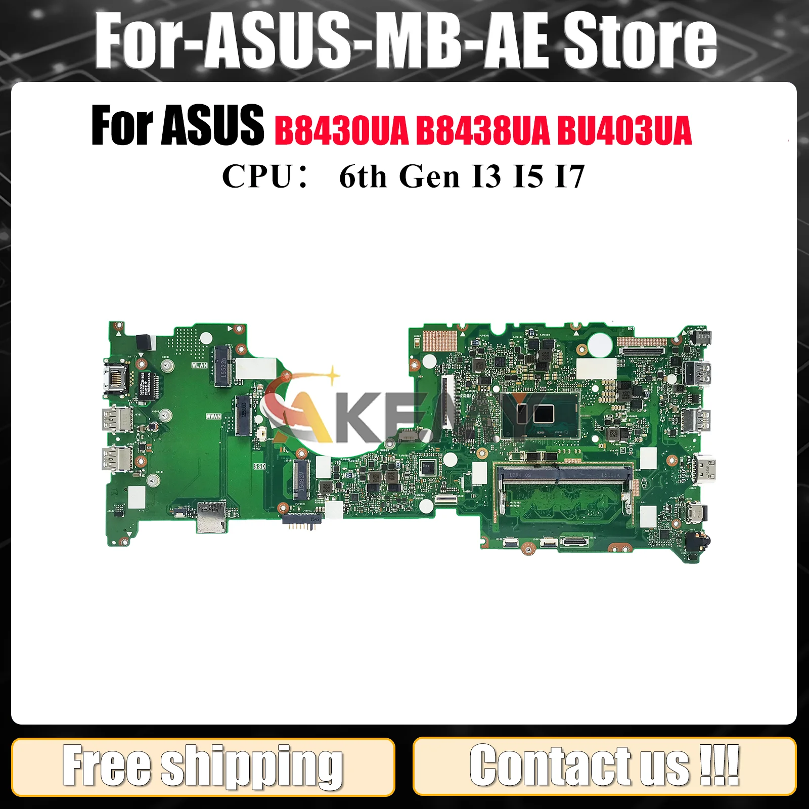 

BU403UA Laptop Motherboard For ASUS ExpertBook B8430UA BU403UA B8438UA BU403U Notebook Mainboard With I3 I5 I7 CPU 100% tests OK