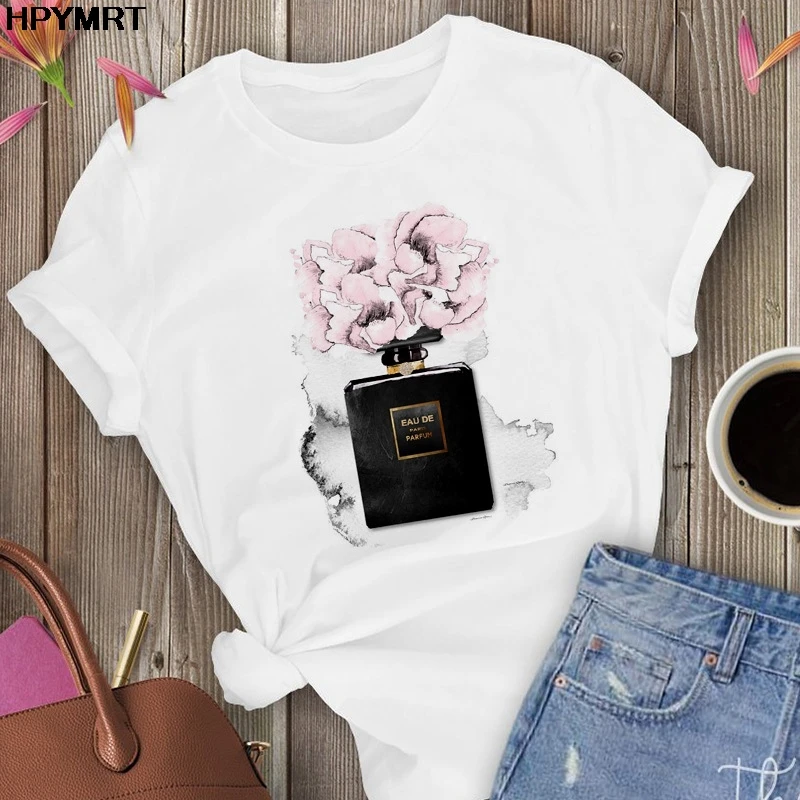 New Summer Fashion Leisure Lovely High heels Ladies bag printing T Shirt Women Harajuku Short sleeve Streetwear Clothing Tshirts