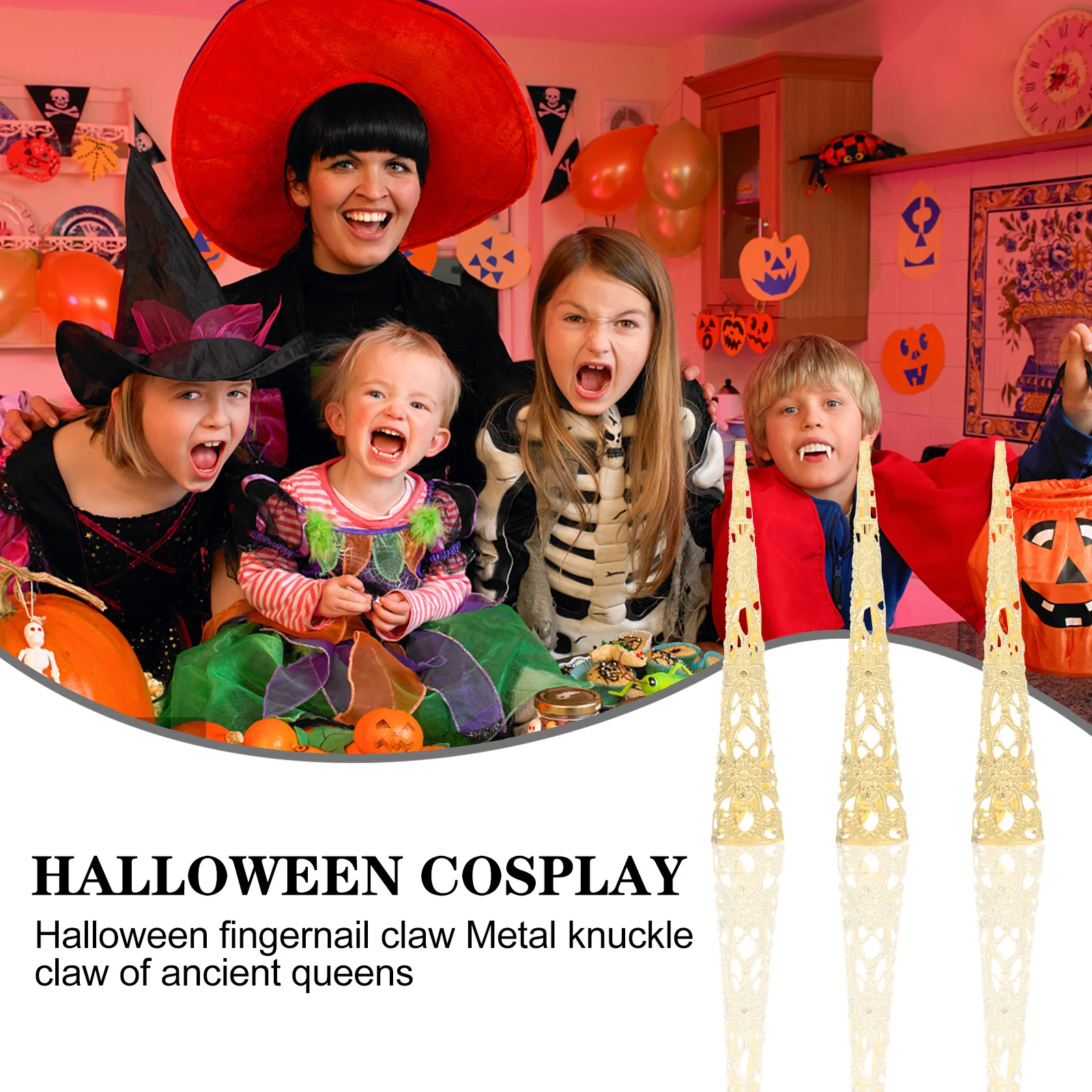 

5Pcs Metal Hollow Finger Claws Nail Rings for Belly Dance Performance Accessories Finger Claws Rings Nail Tips Cover