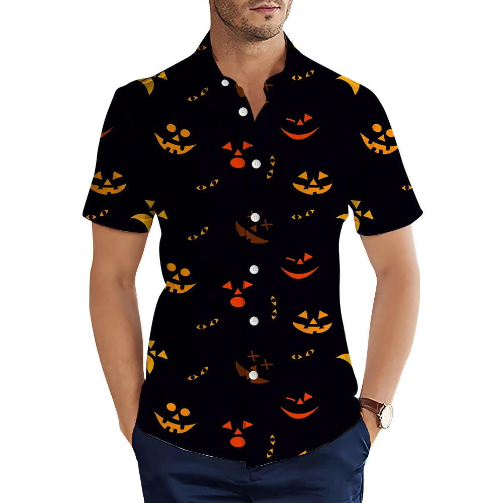 CLOOCL Men Shirts Horror Halloween Pumpkin Little Devil 3D All Over Print Women Blouse Casual Cardigan Short Sleeve Male Shirts