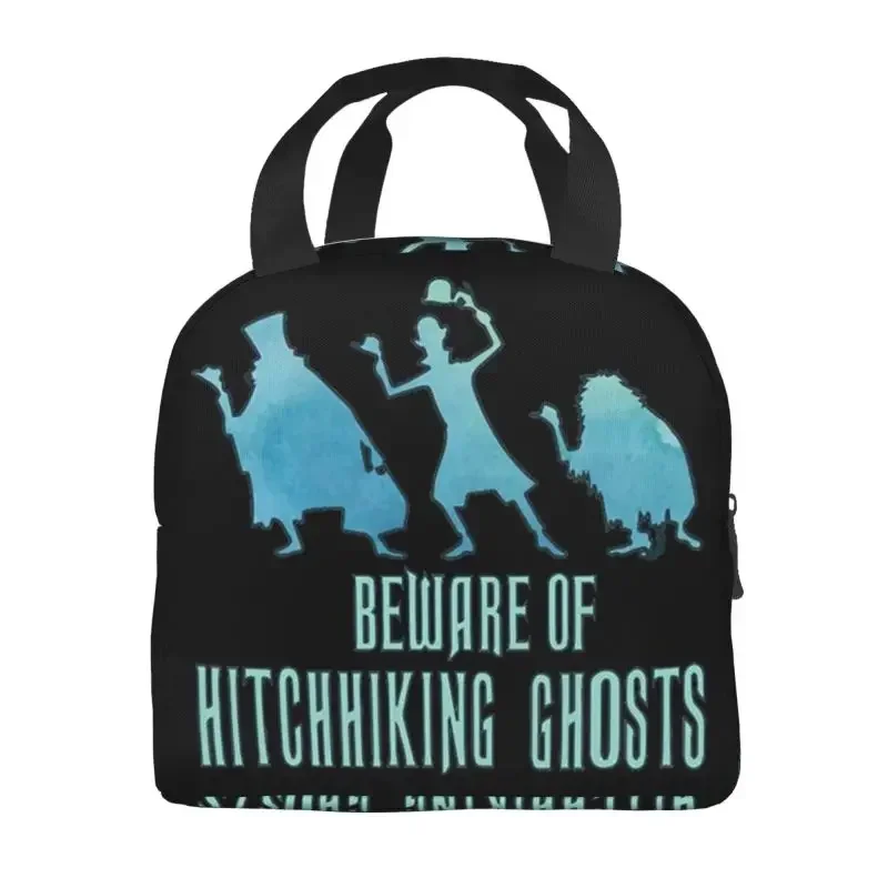 Beware Of Hitchhiking Ghosts Insulated Lunch Bag for School Office Haunted Mansion Resuable Cooler Thermal Lunch Box Children