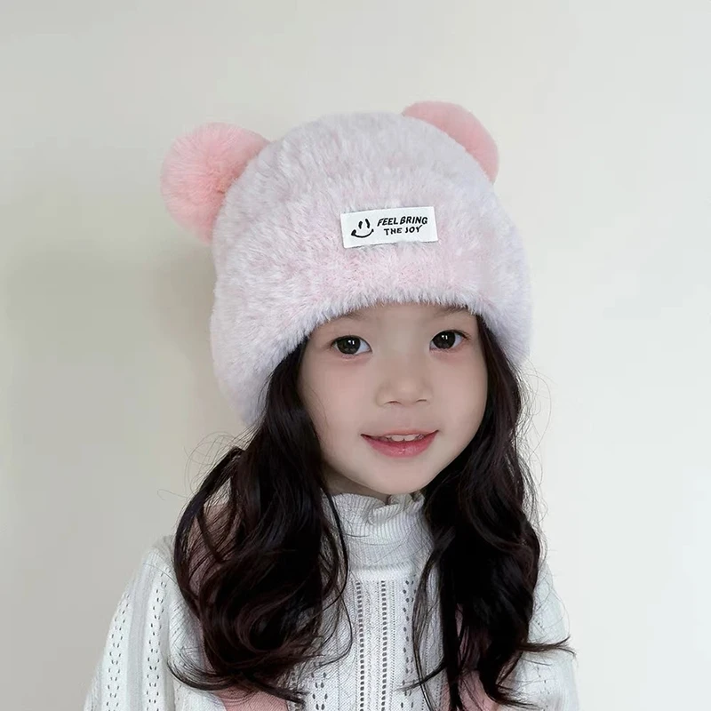 لطيف رقيق كرات آذان لينة أفخم محبوك القبعات الباردة للخارجية بيبي بوي فتاة يندبروف الشتاء الخريف الشتاء الدافئة إيرفلاب قبعات #4