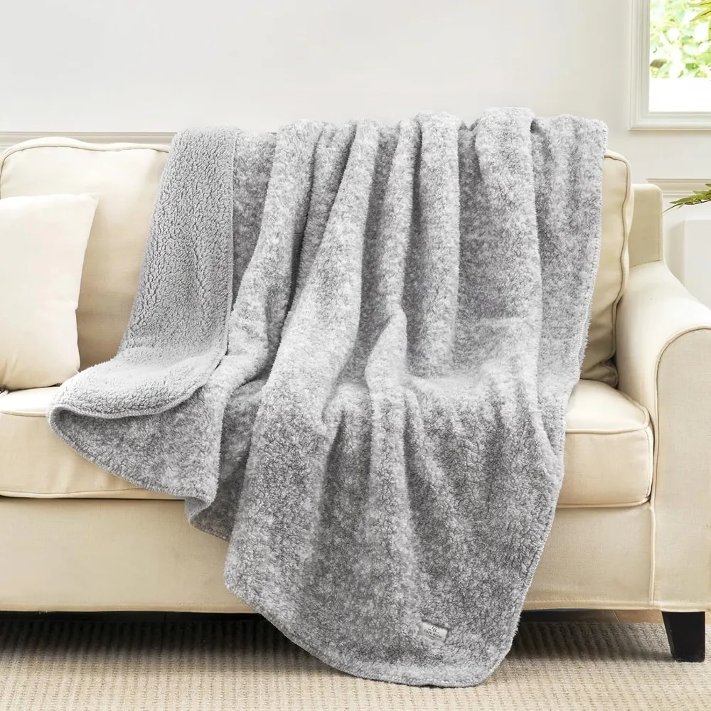 

Premium Reversible Plush Thick Throw Blanket Mottled Grey Warm Cozy Soft Home Gift