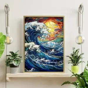 300-1000 ชิ้นกระดาษปริศนากระจกสีคลื่นใหญ่ชุดปริศนาจิ๊กซอว์คุณภาพสูงครอบครัวสนุกกิจกรรมของขวัญที่สมบูรณ์แบบ