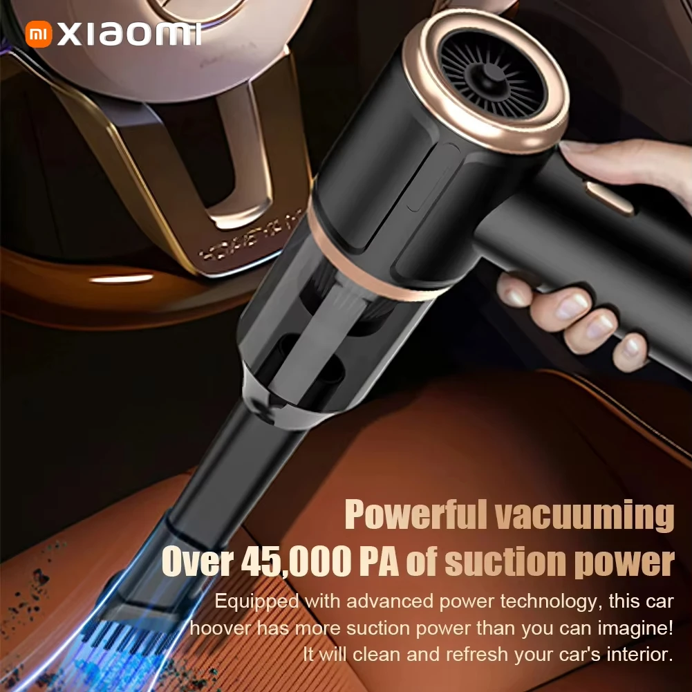 مكنسة كهربائية للسيارة Xiaomi 5 في 1 مكنسة كهربائية محمولة صغيرة لاسلكية 45000pa ماكينة شفط قوية للسيارة للمكتب المنزلي