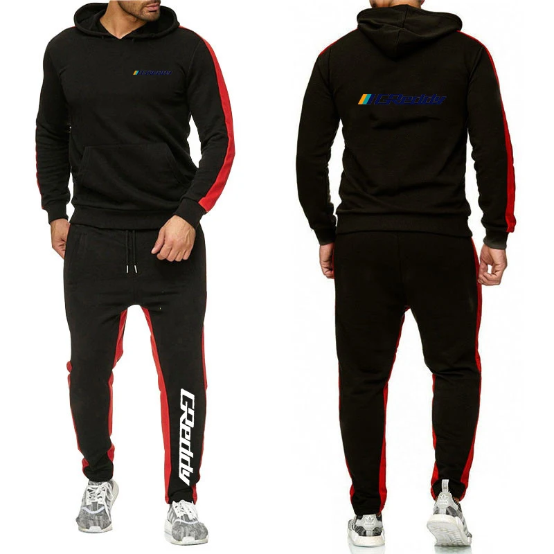 

2024 New Men's GReddy Turbo Systems Autumn and Winter New Solid Color Hoodie + Pants Two-piece Fashion Casual Sports Set