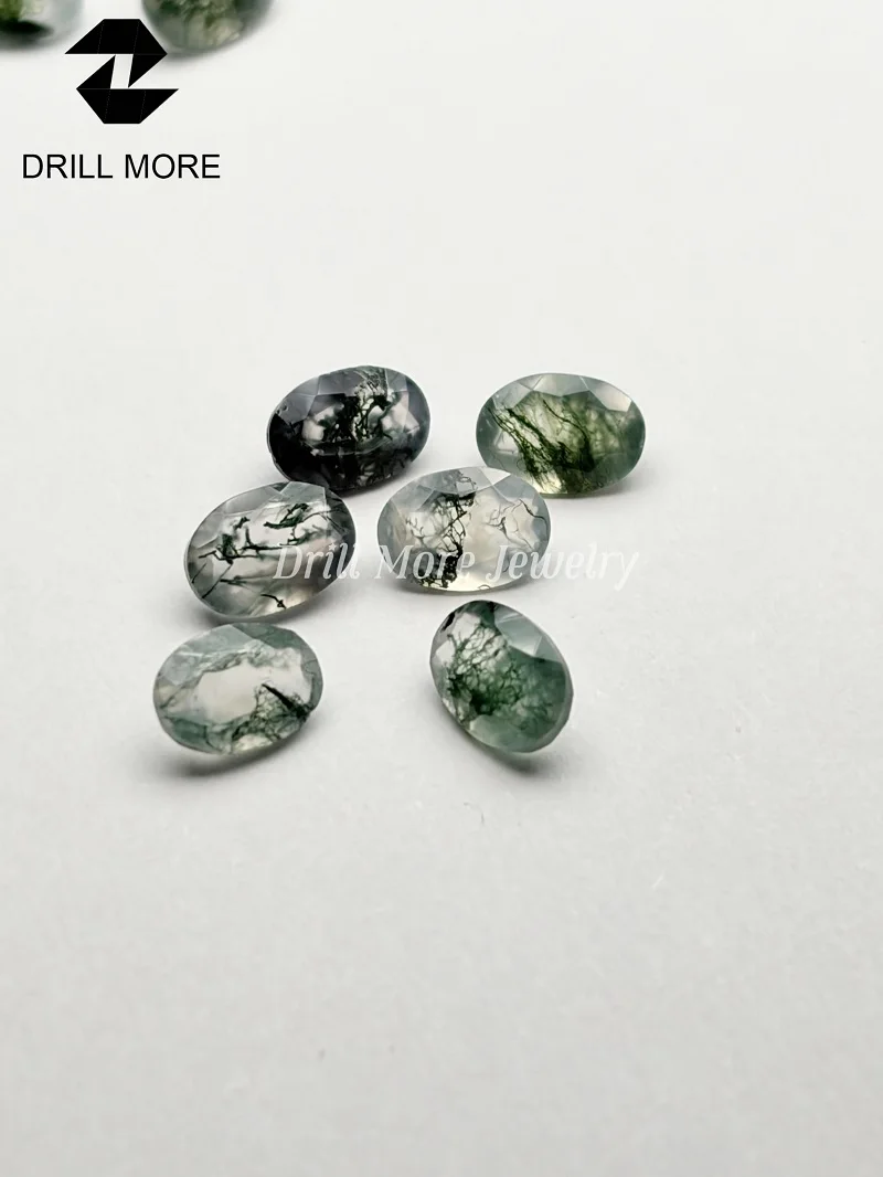 

Natural Moss Agate 5x7mm Oval Faceted Agate Gemstone Loose For DIY Jewelry Making Wholesale Price