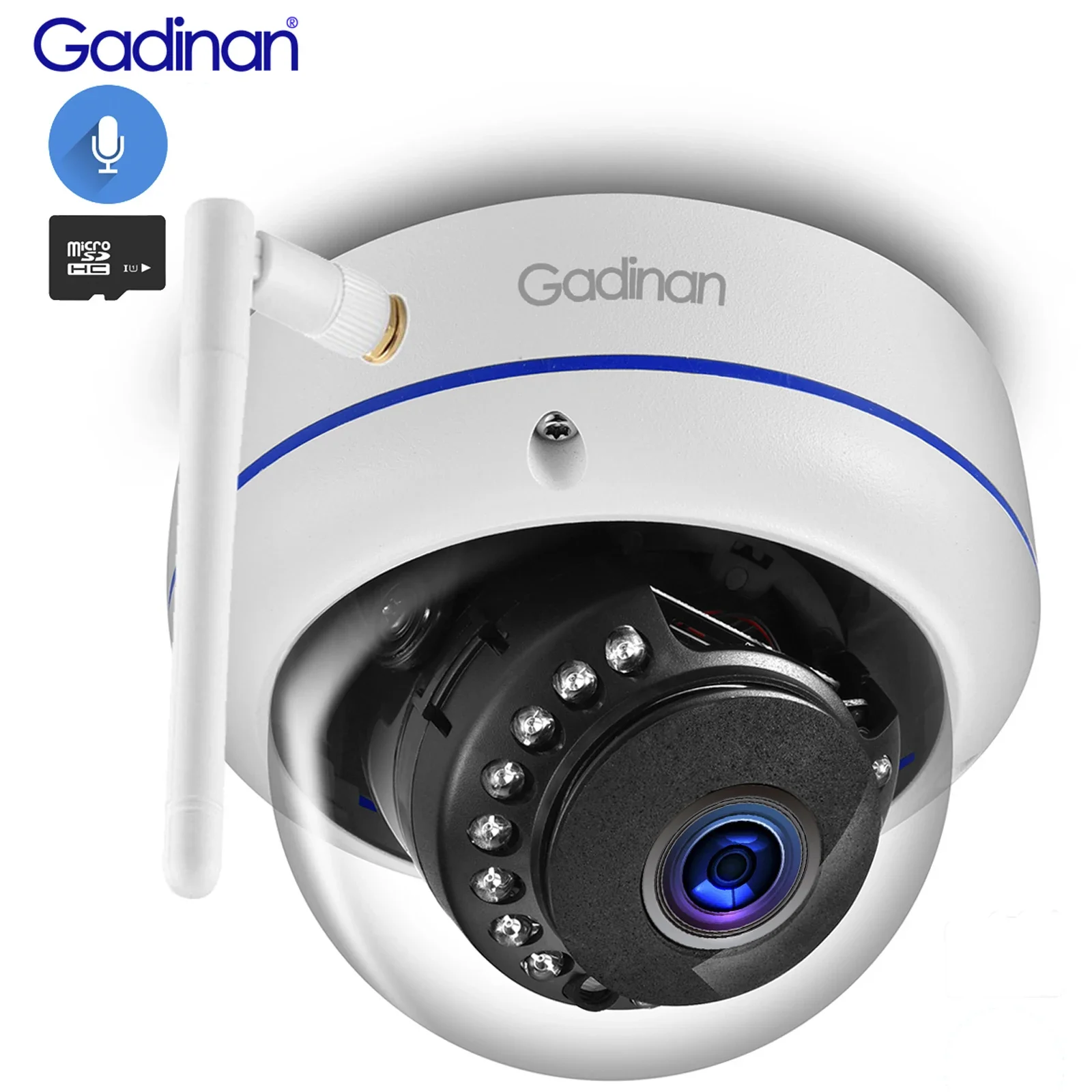 Gadinan Outdoor with SD Card Slot Mini Metal Wireless Security Audio Outdoor Waterproof 1080P IP Camera 5MP 3MP WiFi Camera