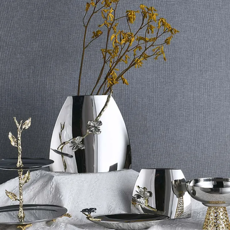 

Metal vase silver mirror stainless steel handicraft ornament floral table flower ware