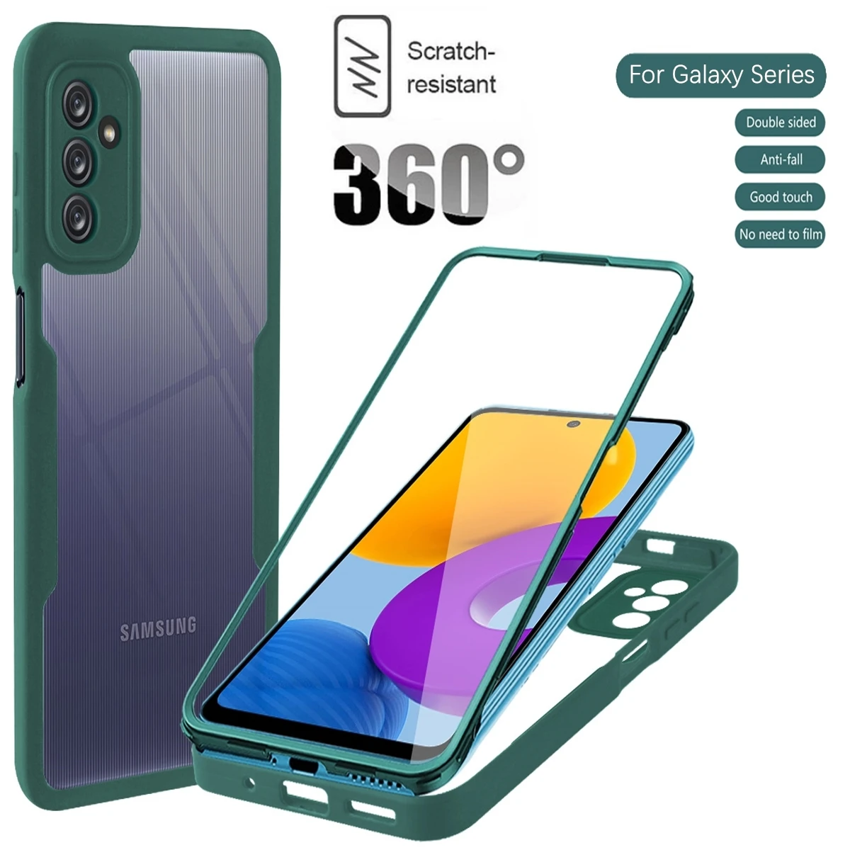 360 Full Protective Case For Samsung Galaxy M52 M53 M33 A13 A33 A53 A73 A02S A03S A22 A52 A72 A32 A21S A51 A71 Hard Back Cover