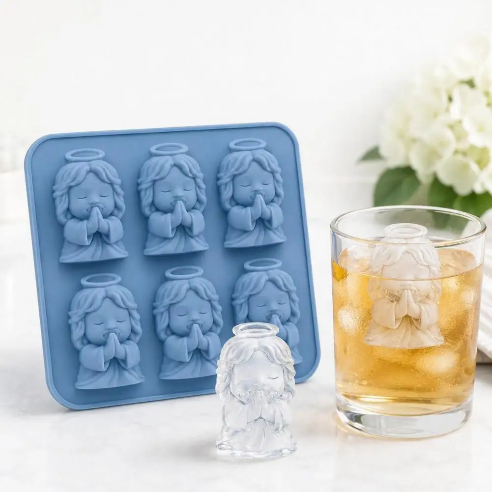 Angel Ice Cube Tray Food Grade Ice Mold Angel Shape Ice Tray Soft Silicone Mold for 3d Angel Cubes Easy Release Cube for Parties