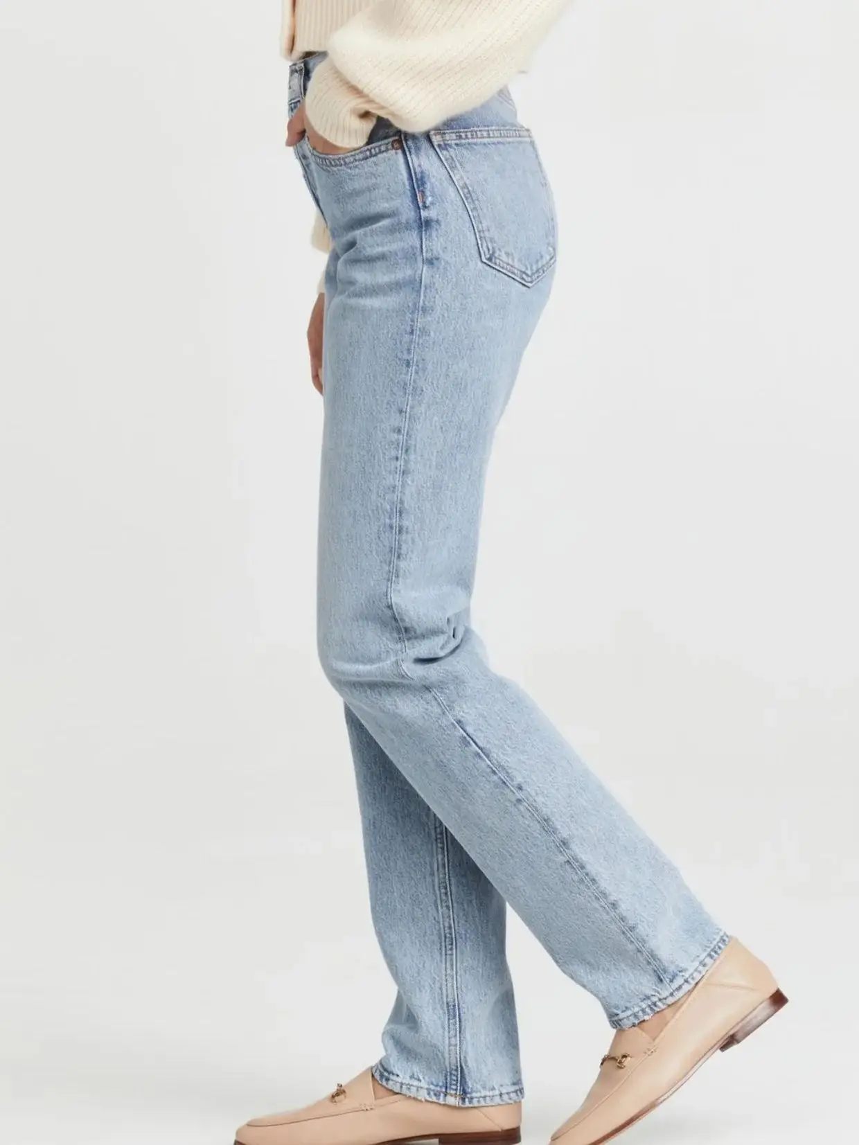 2023 new Women High waisted denim pants fashion casual Straight Light Blue jeans Streetwear