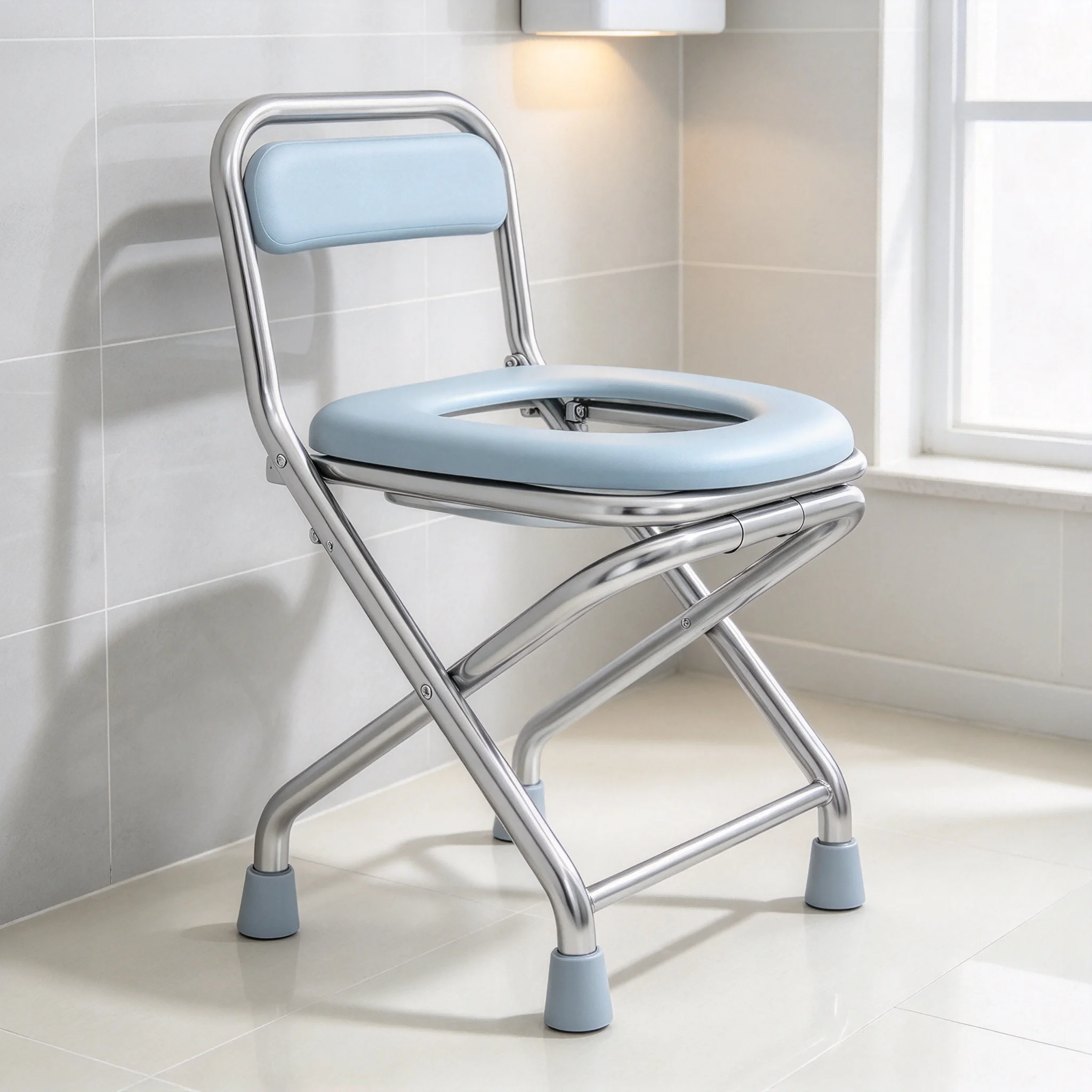 AOLIVIYA Foldable Portable Steel Adult Toilet Chair Elderly Older Bathroom Chair Pregnant Women Disabilities Bath Stool