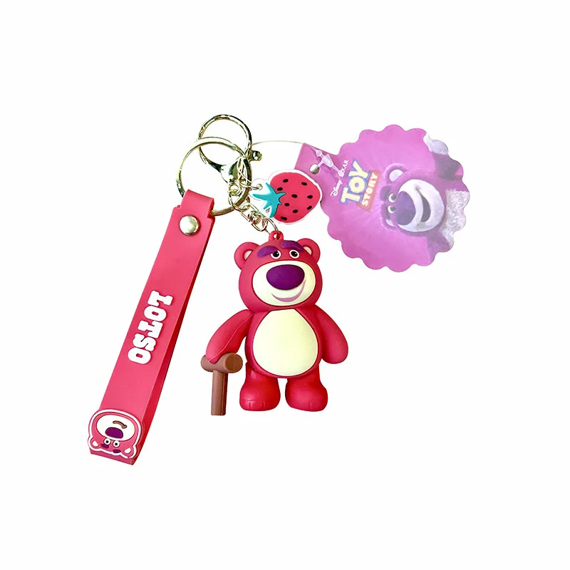 Disney Minnie Lotso truskawkowy miś breloczek wykwintna lalka z kreskówek rysunek śliczne Anime tornister wisiorek dekoracja mały prezent