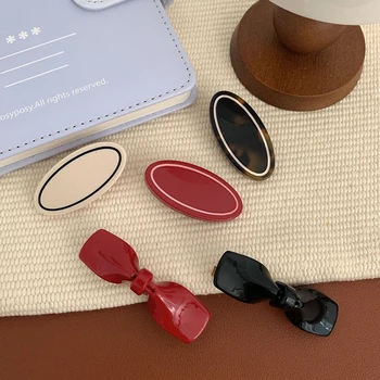 Clip de flequillo lateral con lazo Retro, nuevo diseño coreano, Clip de pico de pato acético con temperamento, Clip de pelo triturado ovalado dulce